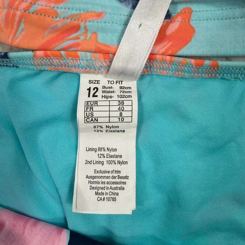 Seafolly Australia 12 bottom / 14 DD top Floral Tankini Set Blue Pink Orange